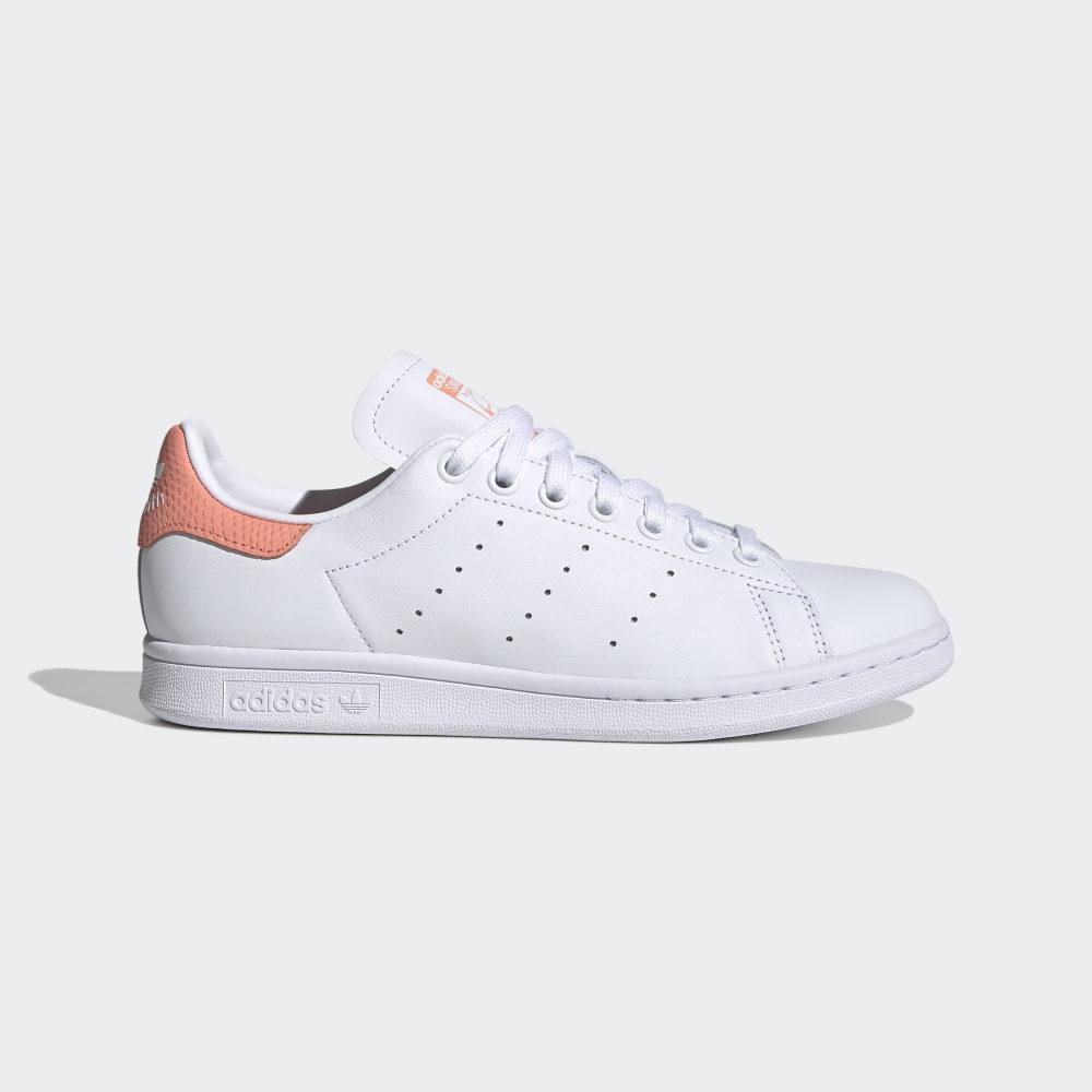 Adidas Women's Stan Smith Originals Shoes White/Coral Ireland EF6884